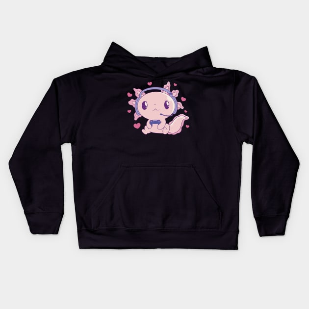 Gaming with Heart: The Lovely Gamer Axolotl Kids Hoodie by positivedesigners